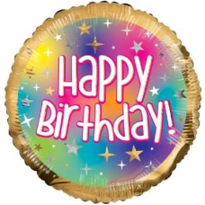 Balloon 'Happy Birthday' Gold rainbow
